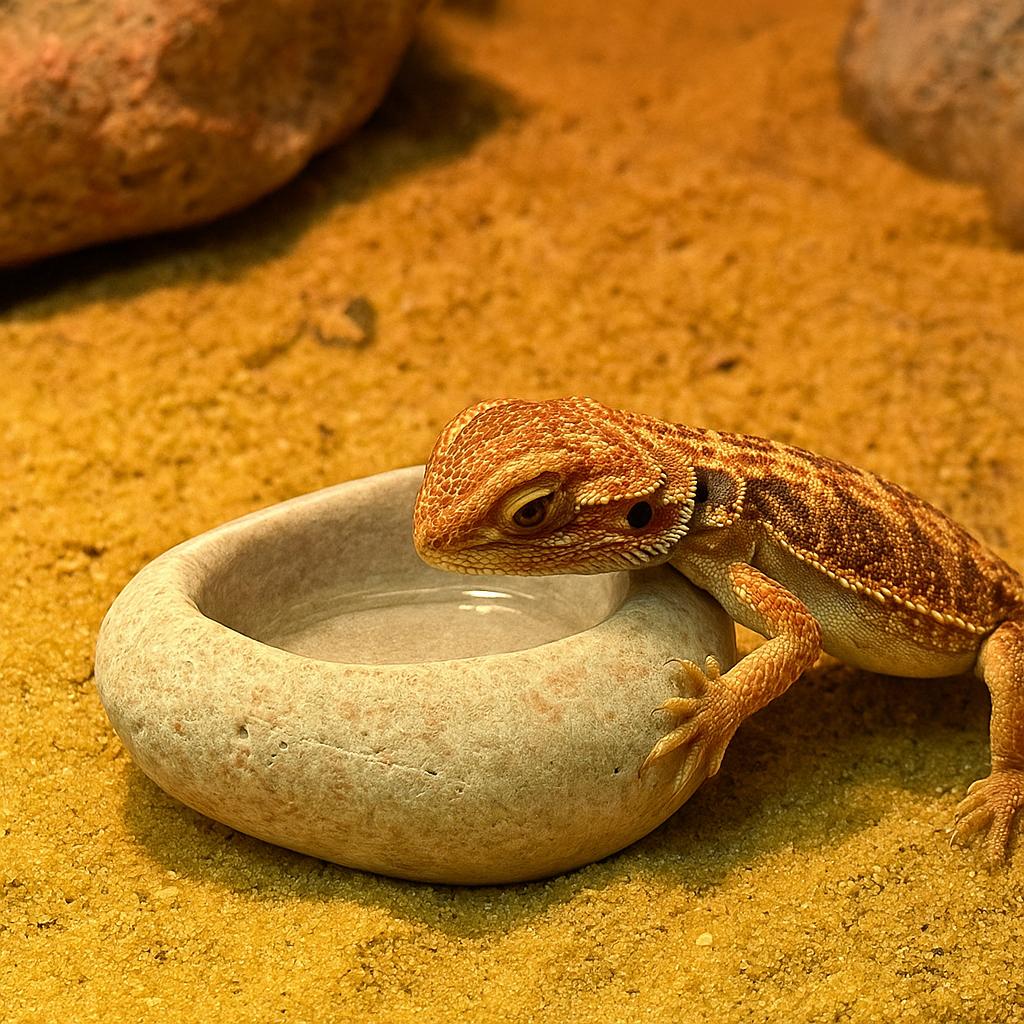 Natural Stone Bearded Dragon Bowl – natural stone terrarium accessory – alternate angle