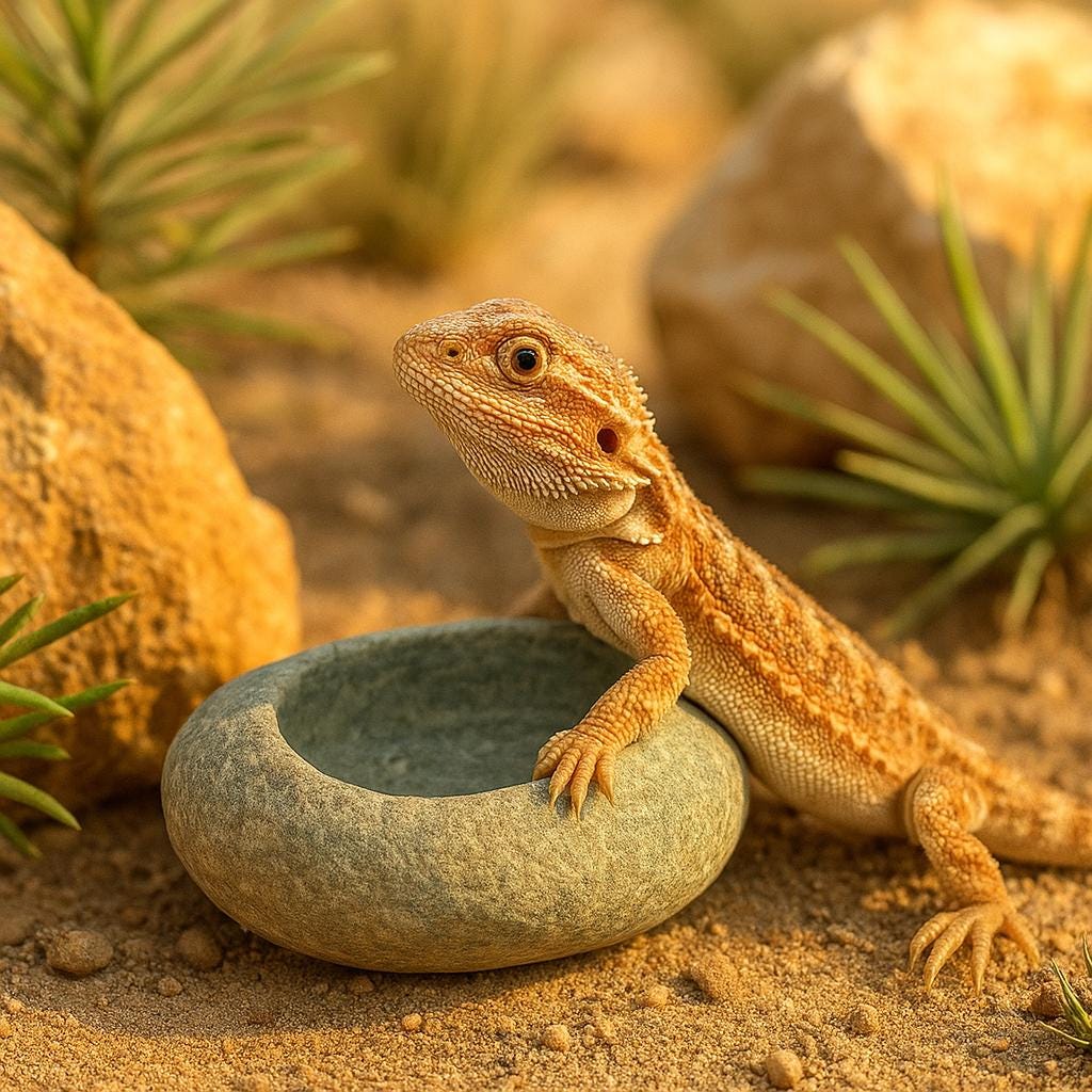 Natural Stone Bearded Dragon Bowl – natural stone terrarium accessory – product detail