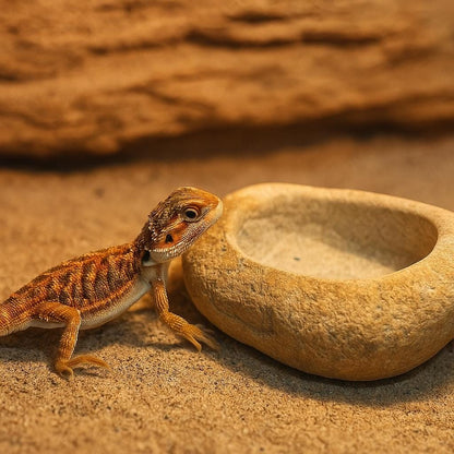 Natural Stone Bearded Dragon Bowl – natural stone terrarium accessory – alternate angle
