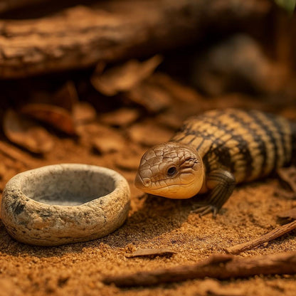 Natural Stone Blue Tongue Skink Bowl – natural stone terrarium accessory – alternate angle