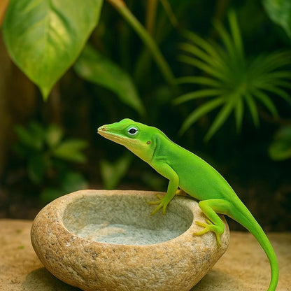 Natural Stone Reptile Bowl For Anoles – natural stone terrarium accessory – product detail