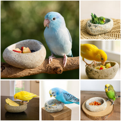 Natural Stone Bird Bath & Fruit Dish For Small Birds – natural stone bird and wildlife accessory – primary product view