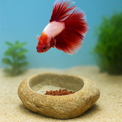 Aquarium Betta Feeding Bowl – natural stone aquarium accessory – alternate product view