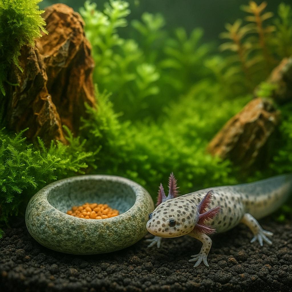 Natural River Stone Axolotl Feeding Bowl – natural stone aquarium accessory – product detail