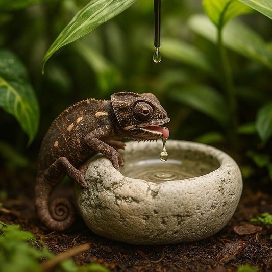 Chameleon Water Drip Bowl Natural Stone Dish For Baby Chams – natural stone terrarium accessory – alternate product view