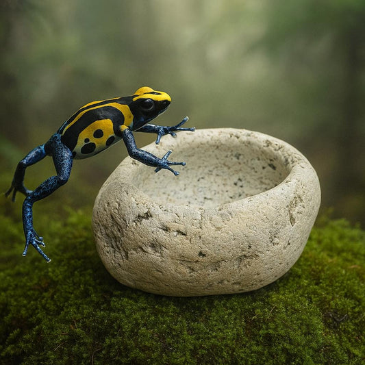 Natural River Stone Dart Frog Water Dish – natural stone terrarium accessory – alternate product view