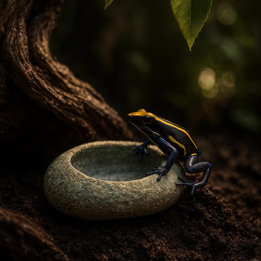 Natural River Stone Dart Frog Water Dish – natural stone terrarium accessory – product detail