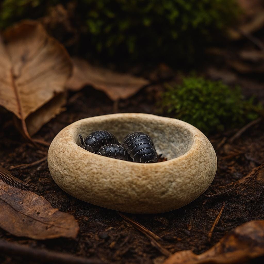 Isopod Calcium Dish – natural stone terrarium accessory – alternate angle