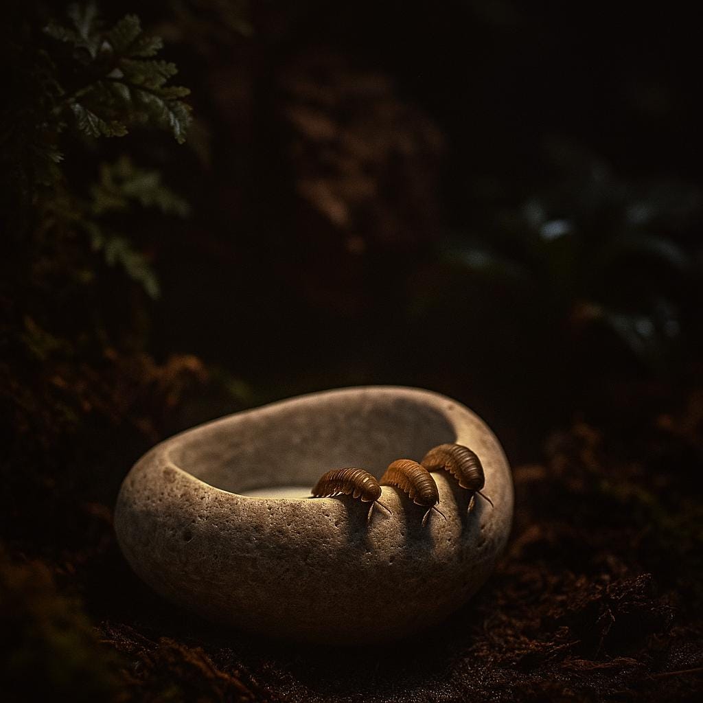 Isopod Calcium Dish – natural stone terrarium accessory – alternate angle