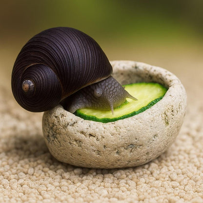 Snail Feeding Stone Bowl – natural stone aquarium accessory – primary product view