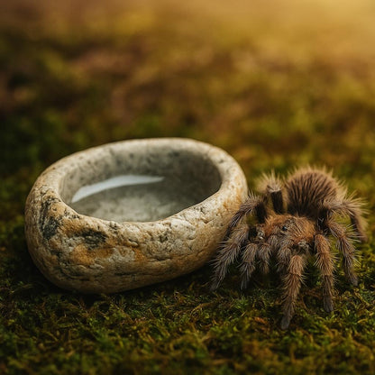 Natural Stone Baby Tarantula Water Dish – natural stone terrarium accessory – alternate product view