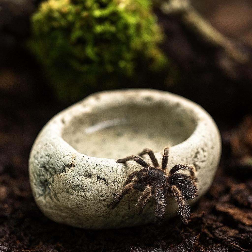 Natural Stone Baby Tarantula Water Dish – natural stone terrarium accessory – alternate angle