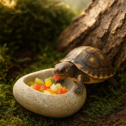 Baby Box Turtle Feeding & Water Dish – natural stone terrarium accessory – product detail