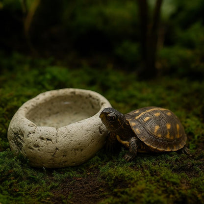 Baby Box Turtle Feeding & Water Dish – natural stone terrarium accessory – alternate view