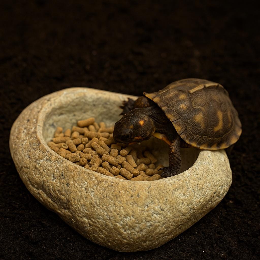 Baby Box Turtle Feeding & Water Dish – natural stone terrarium accessory – alternate view
