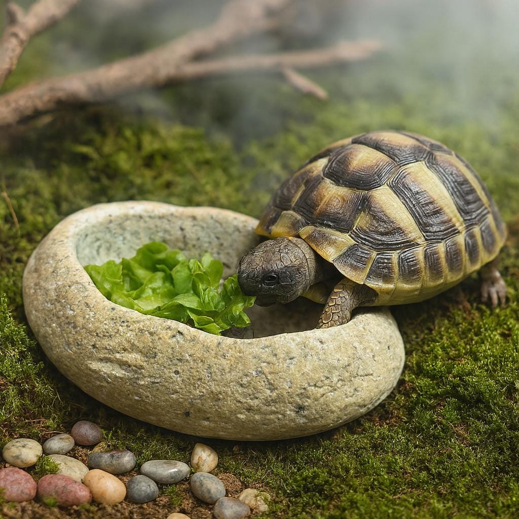 Natural Stone Reptile Feeding Bowl – natural stone terrarium accessory – detail view