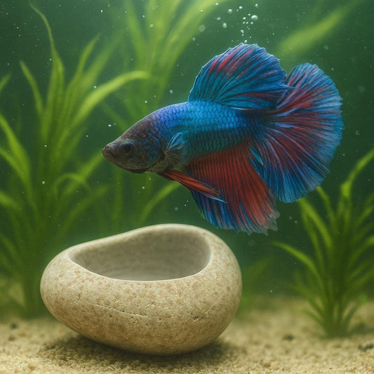 Aquarium Shrimp Cave Feeding Bowl – natural stone aquarium accessory – alternate product view