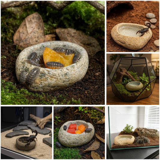 Natural Stone Insect & Tarantula Water Dish – natural stone terrarium accessory – primary product view