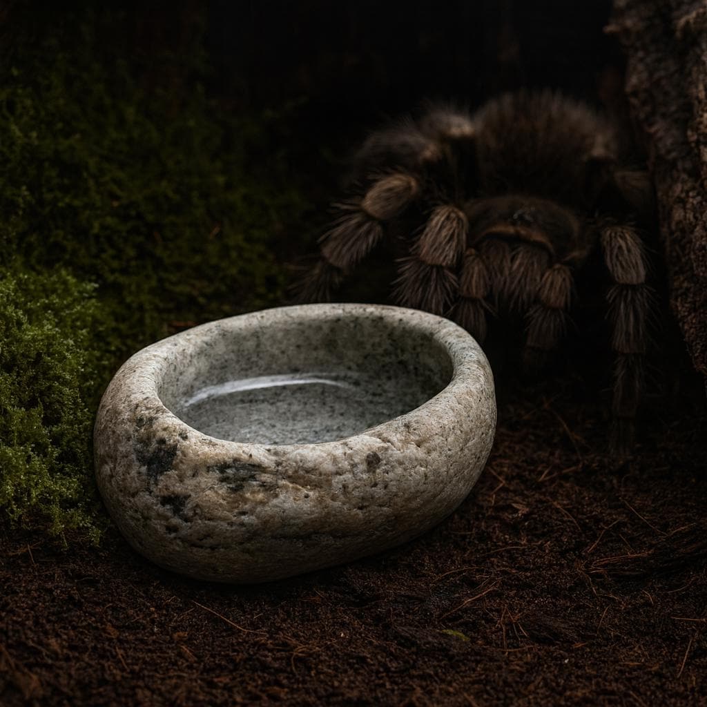 Natural Stone Insect & Tarantula Water Dish – natural stone terrarium accessory – alternate view