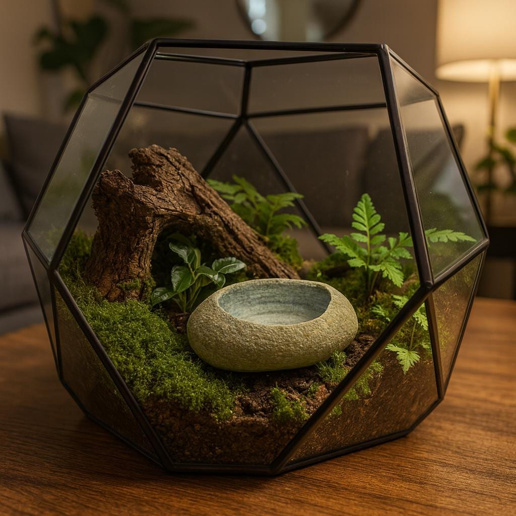 Natural Stone Insect & Tarantula Water Dish – natural stone terrarium accessory – detail view