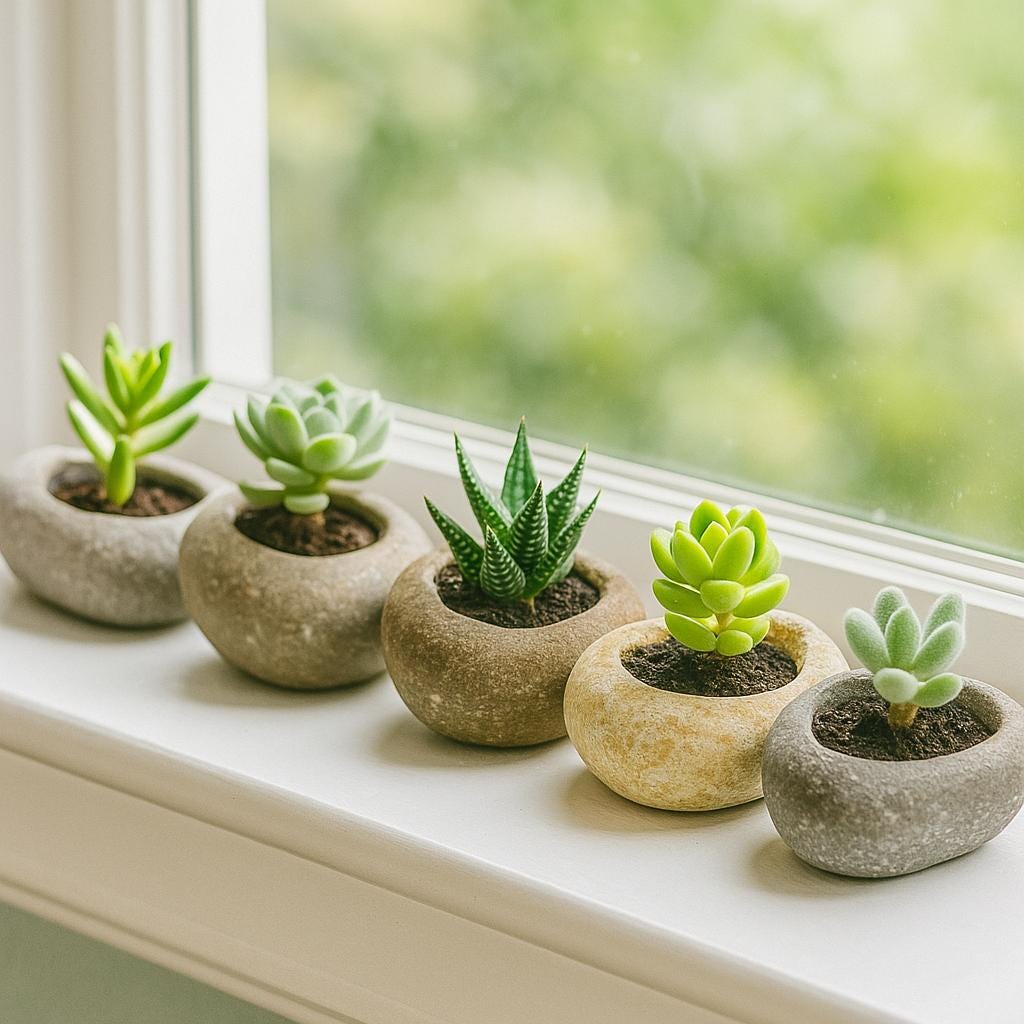 Succulent Planter – natural stone planter or floral display – detail view