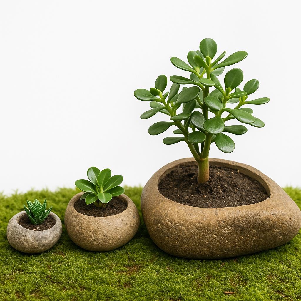 Natural Stone Planter Set – natural stone planter or floral display – alternate angle