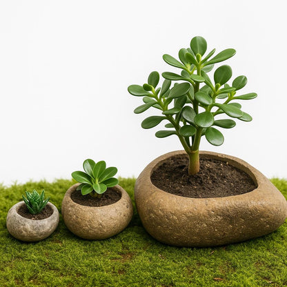 Natural Stone Planter Set – natural stone planter or floral display – alternate angle