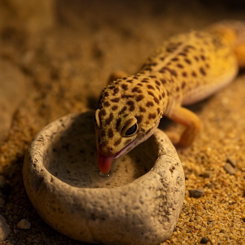 Leopard Gecko Stone Feeding Bowl – natural stone terrarium accessory – alternate angle