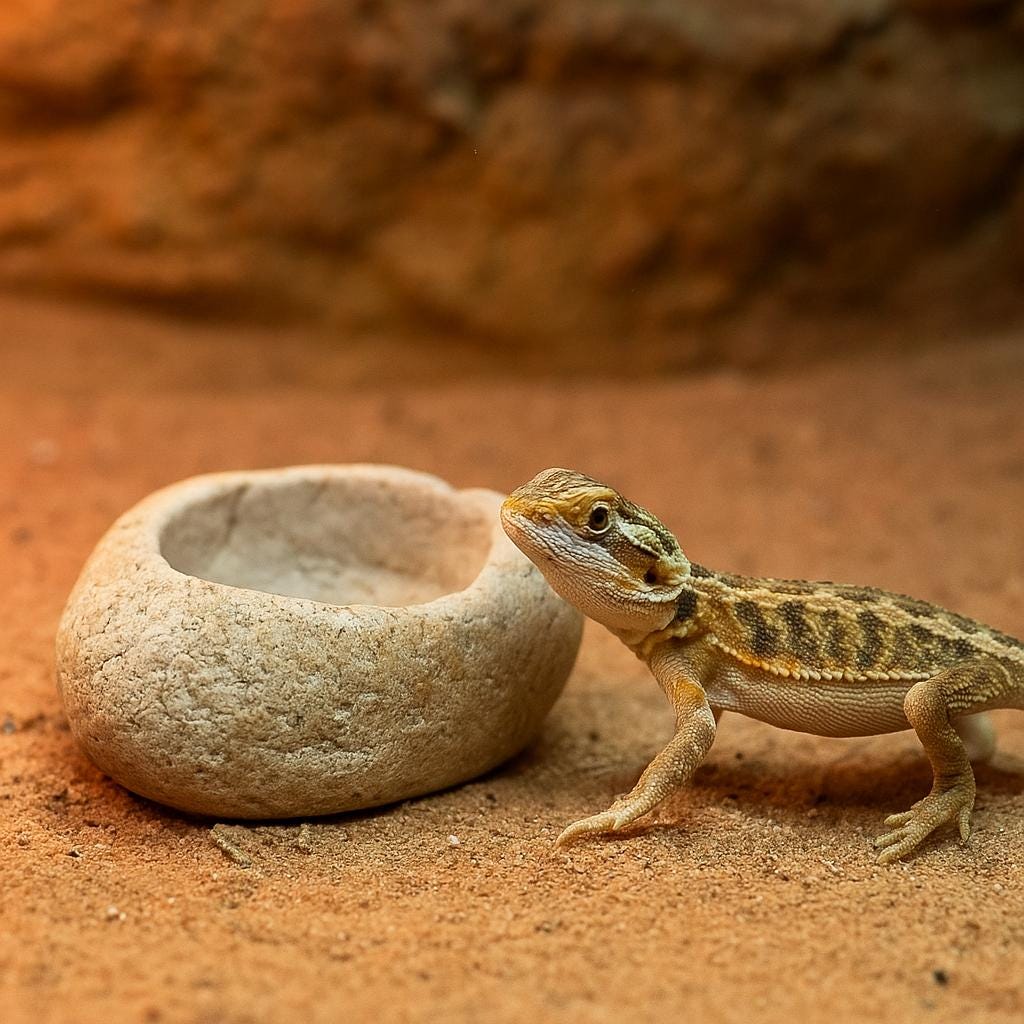 Natural Stone Bearded Dragon Bowl – natural stone terrarium accessory – alternate view
