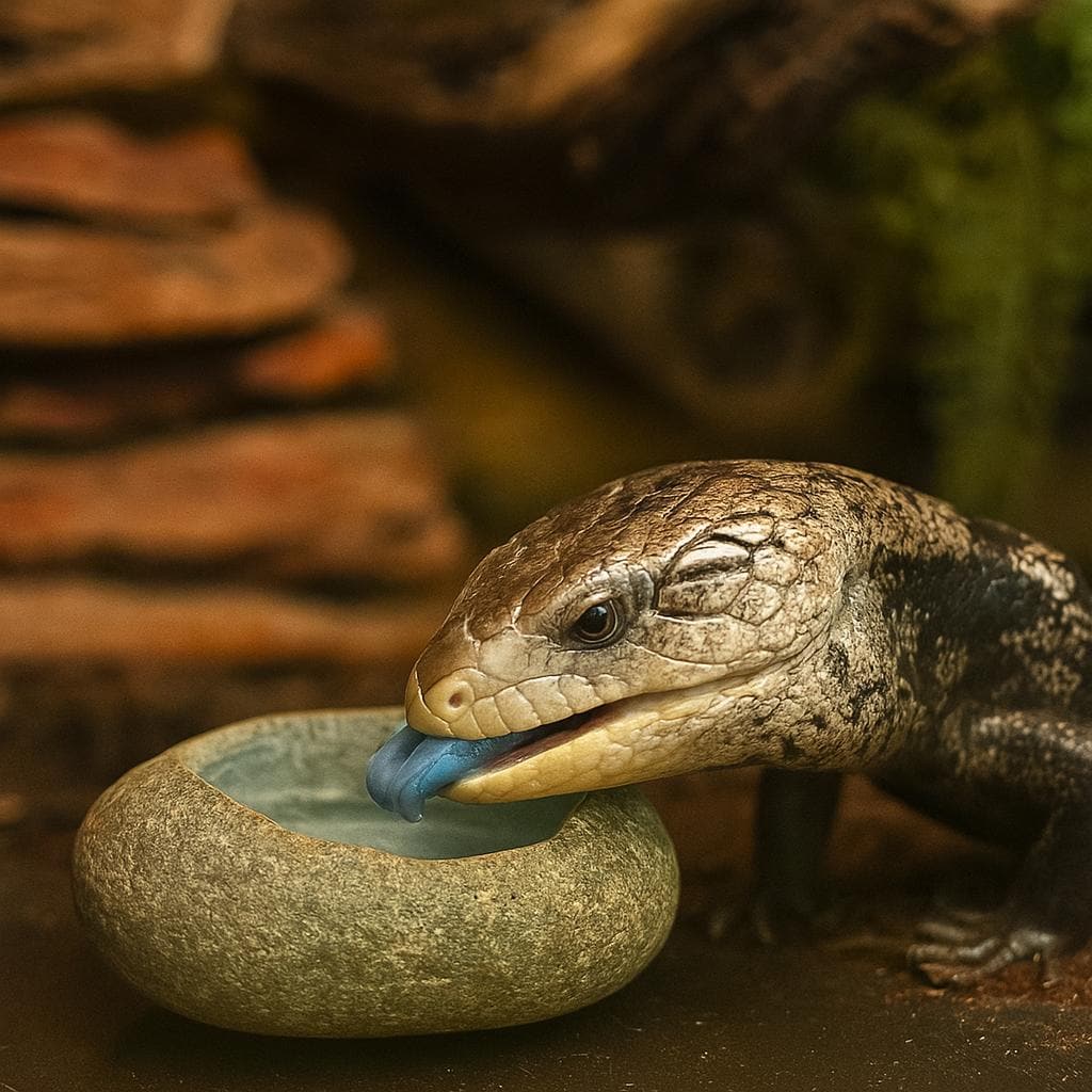 Natural Stone Blue Tongue Skink Bowl – natural stone terrarium accessory – alternate view