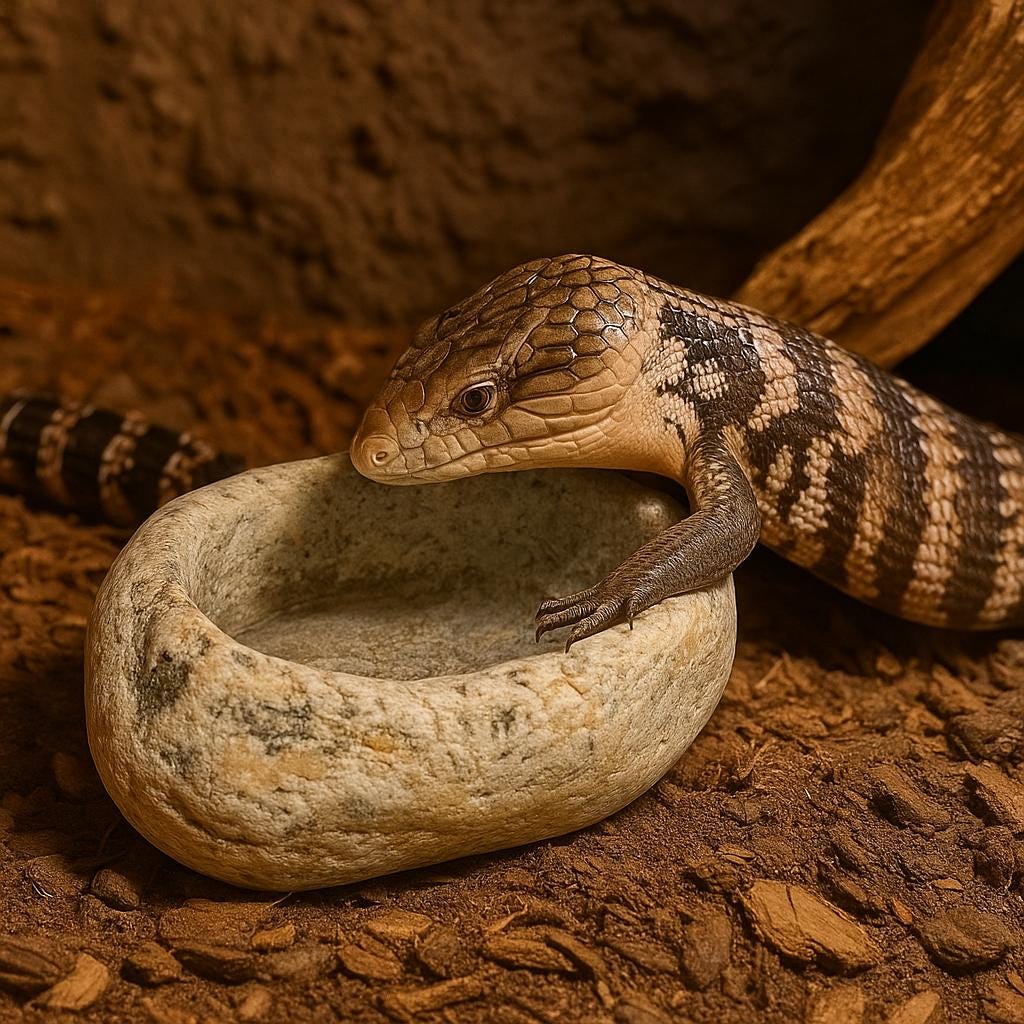 Natural Stone Blue Tongue Skink Bowl – natural stone terrarium accessory – product detail