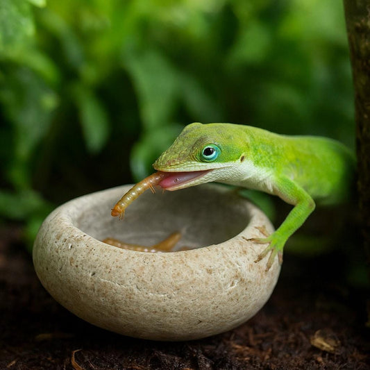 Natural Stone Reptile Bowl For Anoles – natural stone terrarium accessory – primary product view