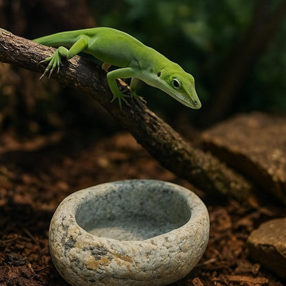 Natural Stone Reptile Bowl For Anoles – natural stone terrarium accessory – product detail