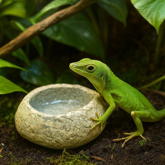 Natural Stone Reptile Bowl For Anoles – natural stone terrarium accessory – alternate product view