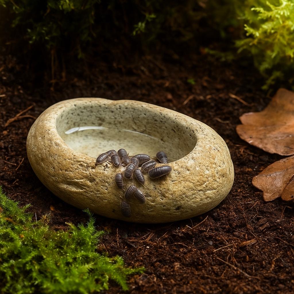 Natural Stone Invertebrate Water Dish For Terrarium — Tarantula – natural stone terrarium accessory – alternate angle