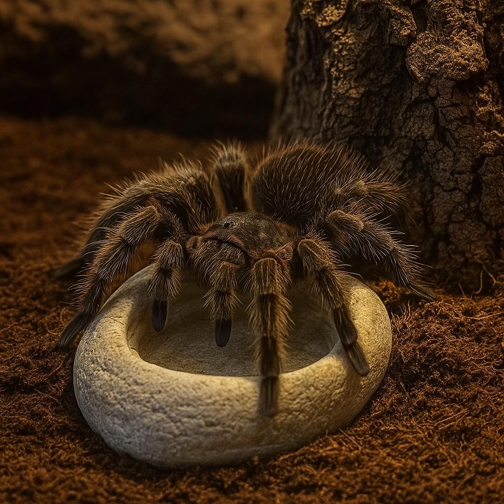 Natural Stone Invertebrate Water Dish For Terrarium — Tarantula – natural stone terrarium accessory – detail view