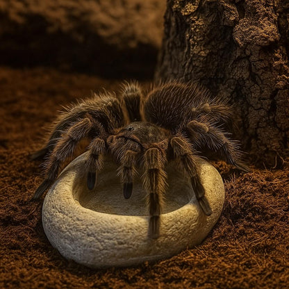 Natural Stone Invertebrate Water Dish For Terrarium — Tarantula – natural stone terrarium accessory – detail view