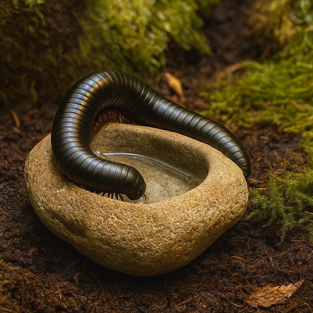 Natural Stone Invertebrate Water Dish For Terrarium — Tarantula – natural stone terrarium accessory – product detail