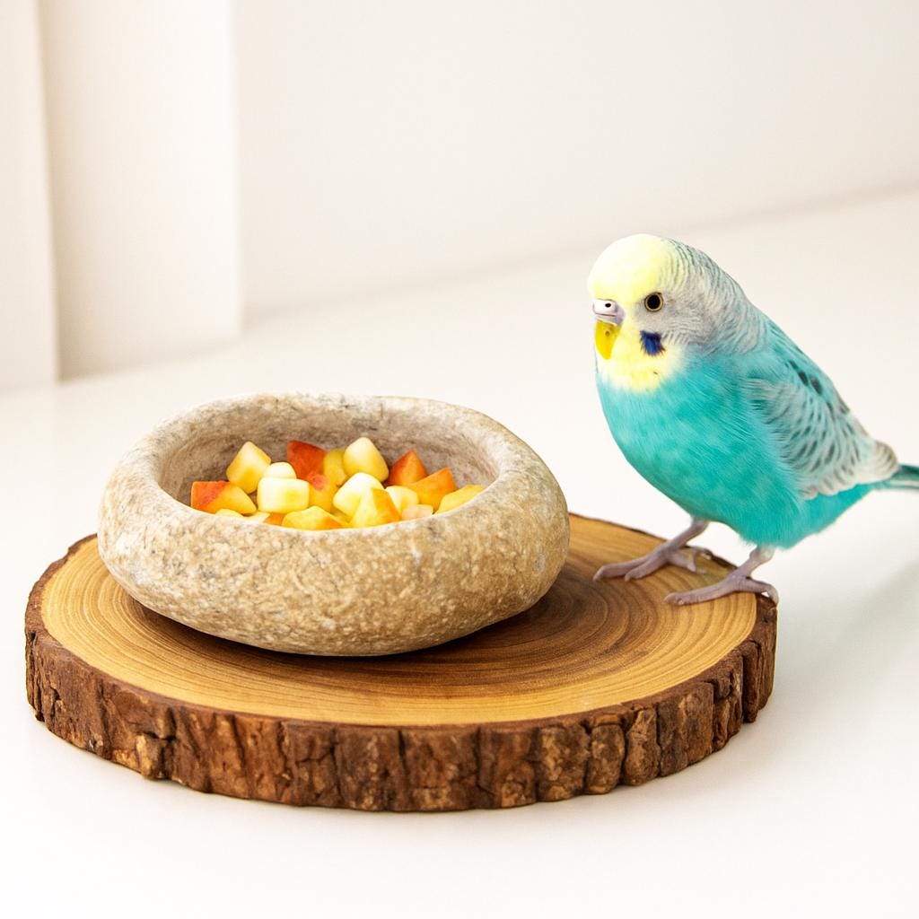 Natural Stone Bird Bath & Fruit Dish For Small Birds – natural stone bird and wildlife accessory – alternate view