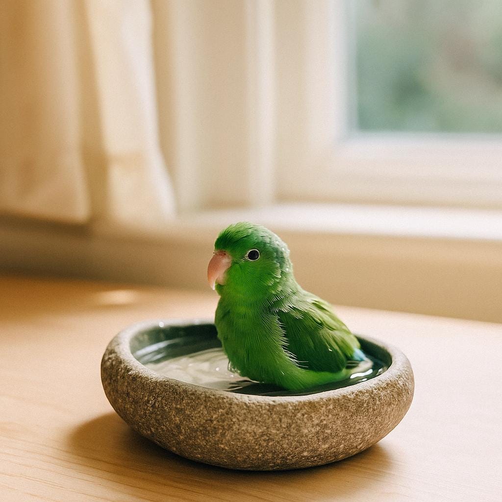 Natural Stone Bird Bath & Fruit Dish For Small Birds – natural stone bird and wildlife accessory – alternate angle