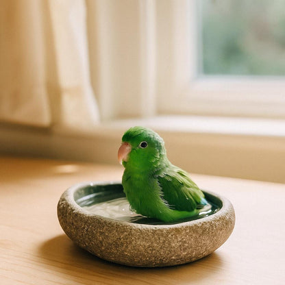 Natural Stone Bird Bath & Fruit Dish For Small Birds – natural stone bird and wildlife accessory – alternate angle