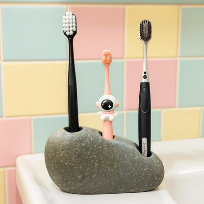 Natural River Stone Toothbrush & Razor Holder – natural stone bathroom accessory – alternate product view