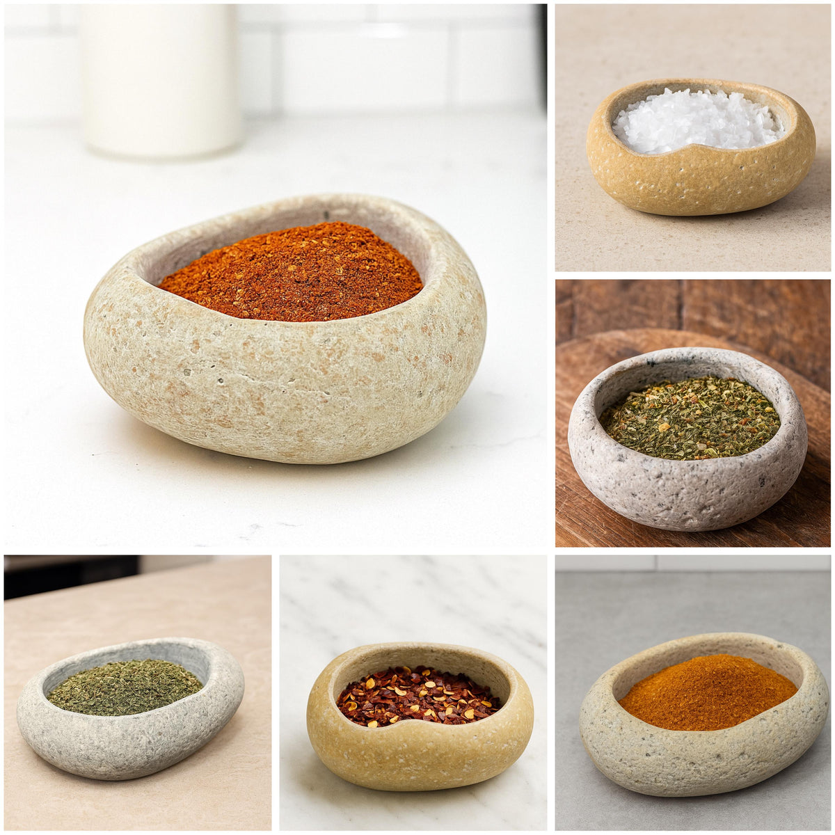 Handmade Natural Stone Spice Bowl – natural stone kitchen and dining accessory – primary product view