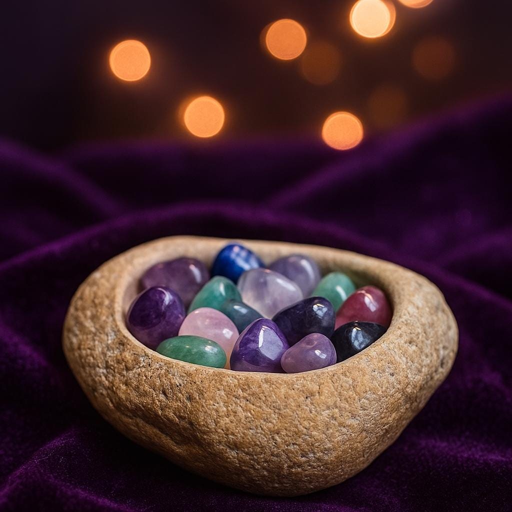 Handcrafted River Stone Ritual Bowl – natural stone mindful home accent – alternate angle