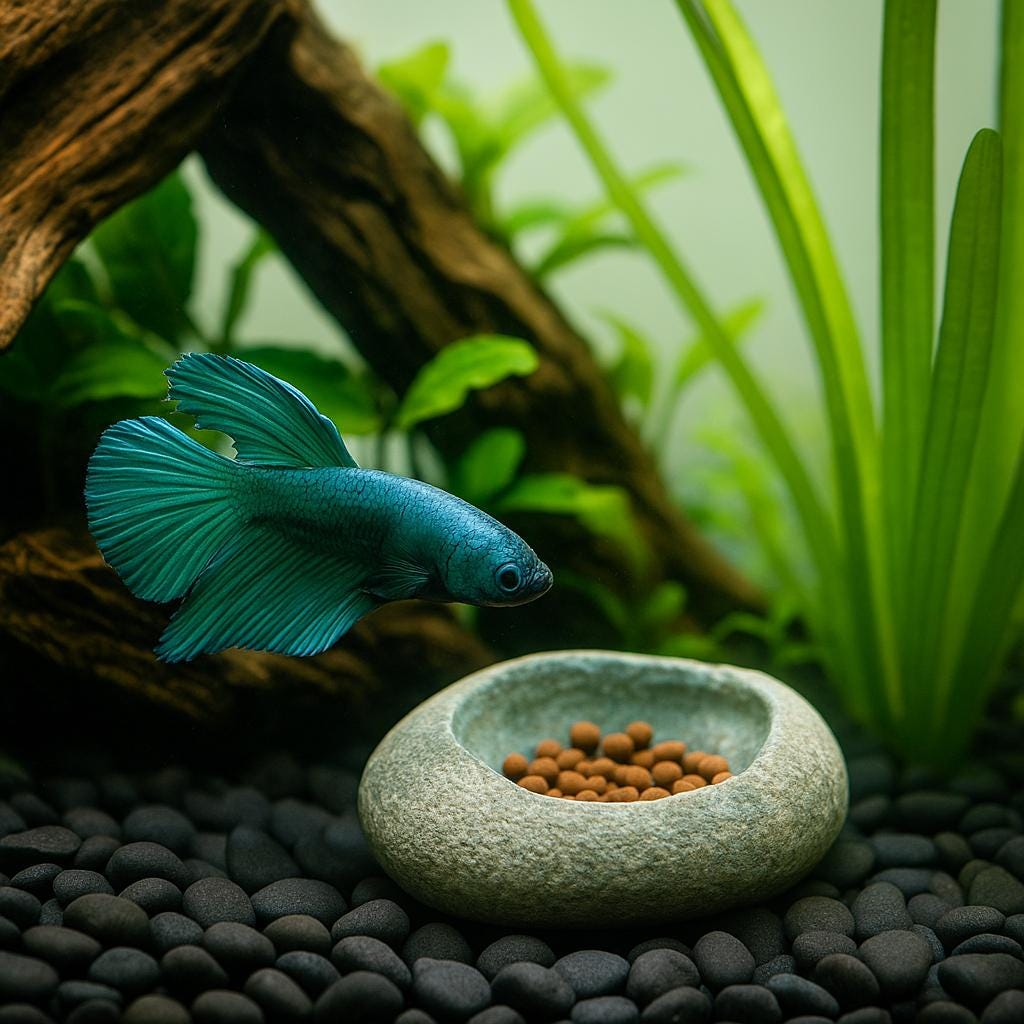 Aquarium Betta Feeding Bowl – natural stone aquarium accessory – product detail