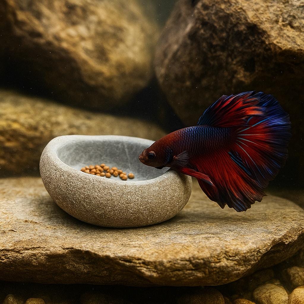 Aquarium Betta Feeding Bowl – natural stone aquarium accessory – product detail