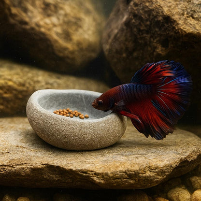Aquarium Betta Feeding Bowl – natural stone aquarium accessory – product detail