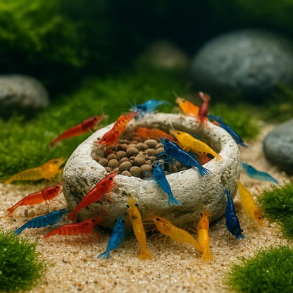 Aquarium Shrimp Feeding Bowl – natural stone aquarium accessory – detail view