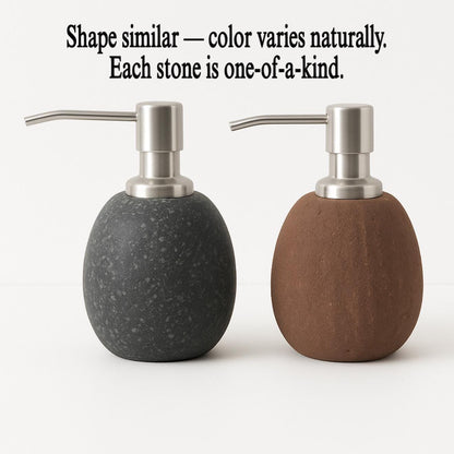 Natural River Stone Soap Dispenser For Bathroom – natural stone bathroom accessory – product detail