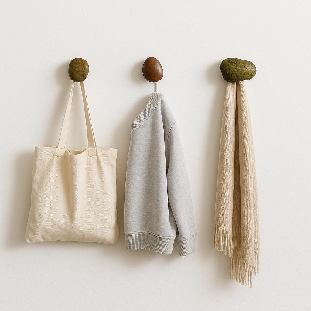 Natural Stone Wall Hook - No Drill – natural stone wall hook or rack – alternate angle